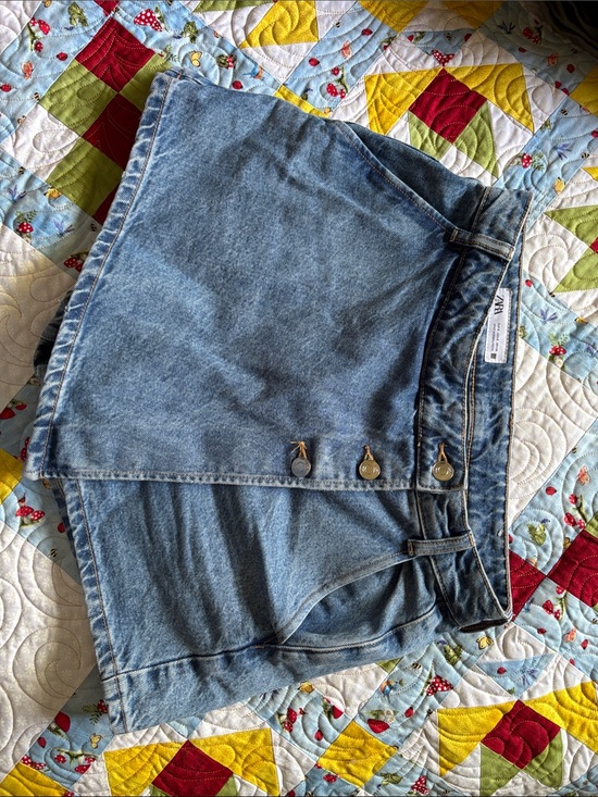 Zara Pants - ZARA Light Blue Denim Wrap Skort with Button Detail SMALL